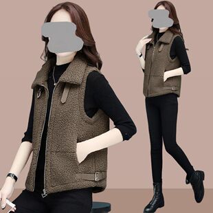 羊羔毛马甲女秋冬2025新款小个子外穿皮毛一体颗粒绒背心马夹外套