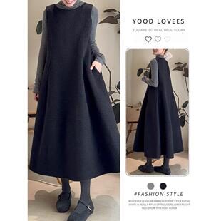 巨好看的春秋一整套韩系高领长袖打底衫配马甲背心连衣裙两件套装