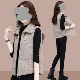 羊羔毛马甲背心女2025年秋冬季新款皮毛一体外穿羊羔绒马夹外套潮