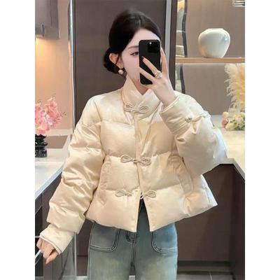 新中式国风盘扣加厚棉服女2025冬季新款新年战袍时尚保暖短款外套