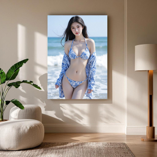 出租屋大壁纸卧室自粘装饰画足疗店贴纸卫生间性感美女墙壁贴画