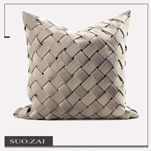 奶油风客厅抱枕套卧室编制靠垫套