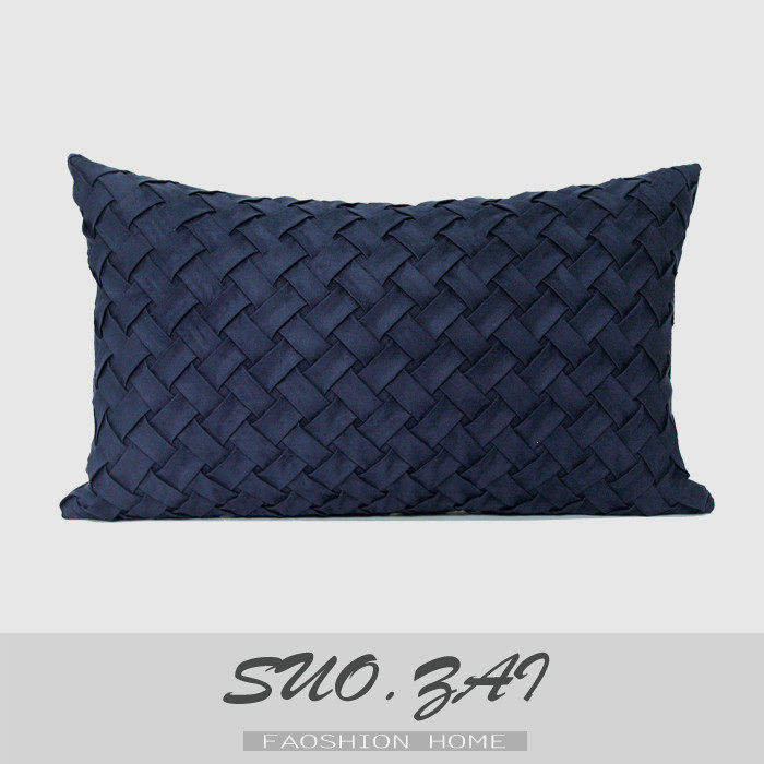 现代简约样板房软装藏蓝色抱枕