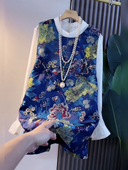 套装 国风重工提花马甲裙打底衫 减龄内搭打底裙外穿 新中式 早春大码