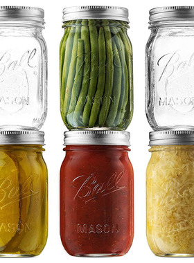 Ball Mason Jar美式梅森罐玻璃透明密封ins奶昔沙拉罐燕麦早餐杯