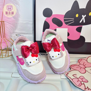 运动板鞋 软底儿童红色女孩阿甘鞋 子 2026春秋新款 女童凯蒂猫德训鞋