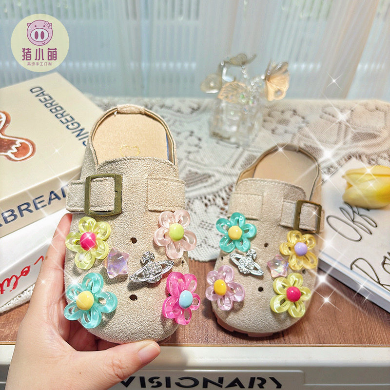 公主风女童包头半拖鞋外穿勃肯鞋幼儿童拖鞋2025夏季新款鞋子凉拖