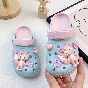 女童洞洞鞋2025新款夏天居家静音拖鞋小朋友儿童小孩女孩宝宝凉拖