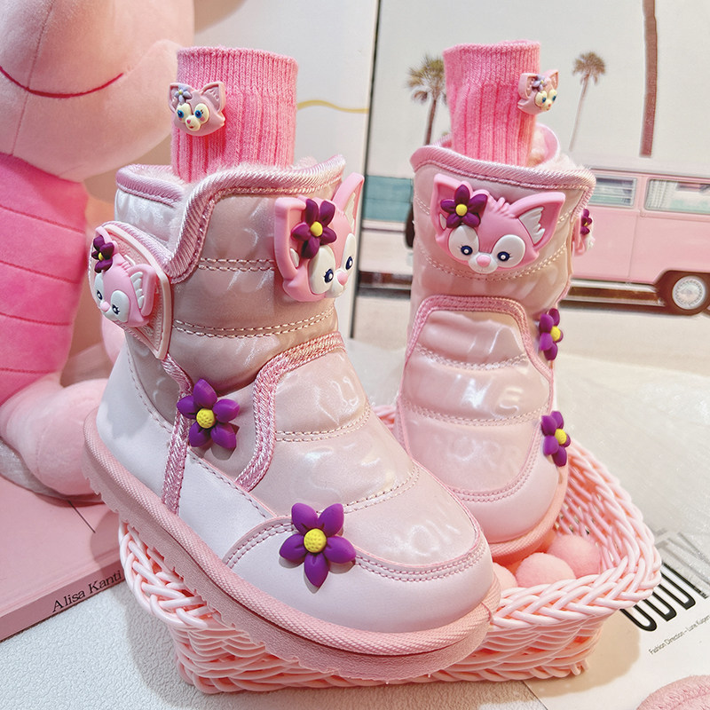 女童秋冬大棉防水防滑雪地靴轻便