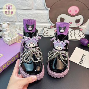 儿童靴子女童2025新款秋短靴方头马丁靴公主风薄款加绒二棉鞋女孩