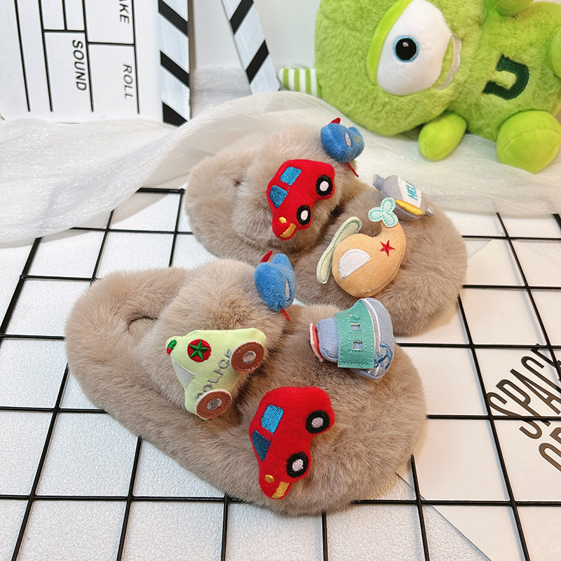 可爱儿童男孩汽车棉拖鞋男款2025年新款冬季冬天男宝室内家居棉拖