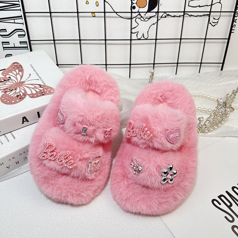 高颜值儿童毛绒棉拖鞋保暖舒适