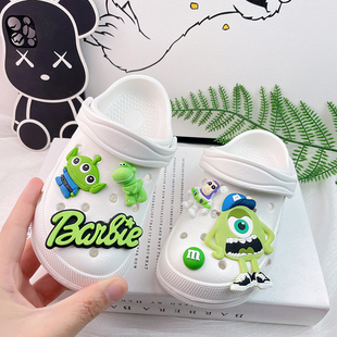 儿童2026新款三眼怪绿色男洞洞鞋配饰男童女童夏季防滑拖鞋洗澡