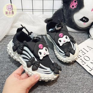 女童黑色休闲运动鞋女款儿童鞋子休闲轻便防滑软底2026年春秋新款