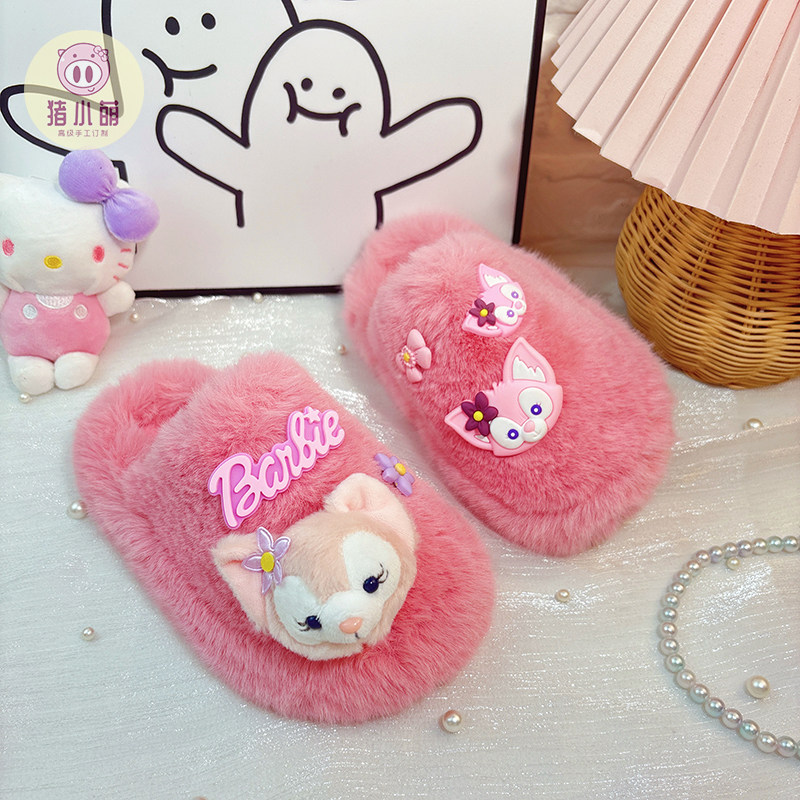 高颜值女童小公主粉色包头棉拖鞋2026新款小学生儿童拖鞋室内家居
