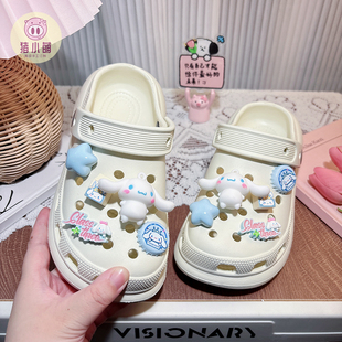 2025新款 白色女童洞洞鞋 女士夏季 女防滑时尚 外穿外出 包头防滑拖鞋