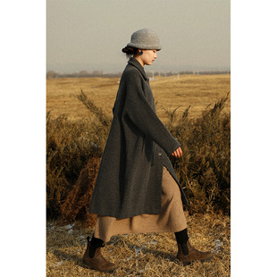 【冬至】云栖橪钻石纹理提花高克重加密加厚长款廓形大衣利落舒展