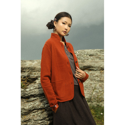 【桂花针西服】云栖橪100%纯羊绒桂花针西服 针织加密外套女通勤