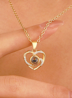 Projection of Love Necklace爱的语言投影欧美ins心形项链锁骨链