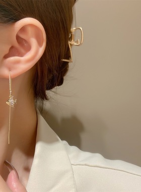 Goldfish ear line灵动晶簇金鱼甜美流苏耳线y2k设计感气质耳饰女