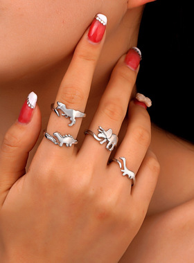 创意童趣开口可调节恐龙戒指