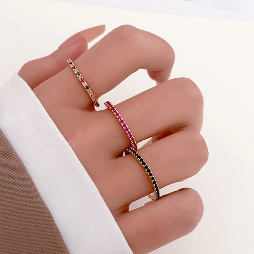 时尚彩色星辰碎片镶钻细戒指