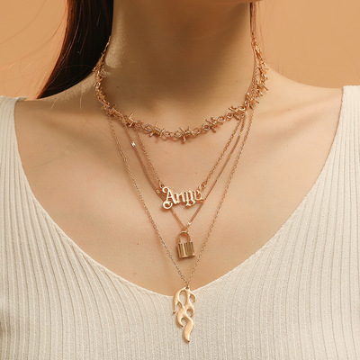 复古多层长款天使项链