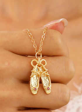 Ballet shoes necklace甜美优雅芭蕾舞鞋项链ins创意设计感锁骨链