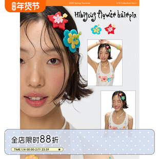 BETWEENAND 原创设计独特扶桑花侧边发夹夹子头饰边夹发饰