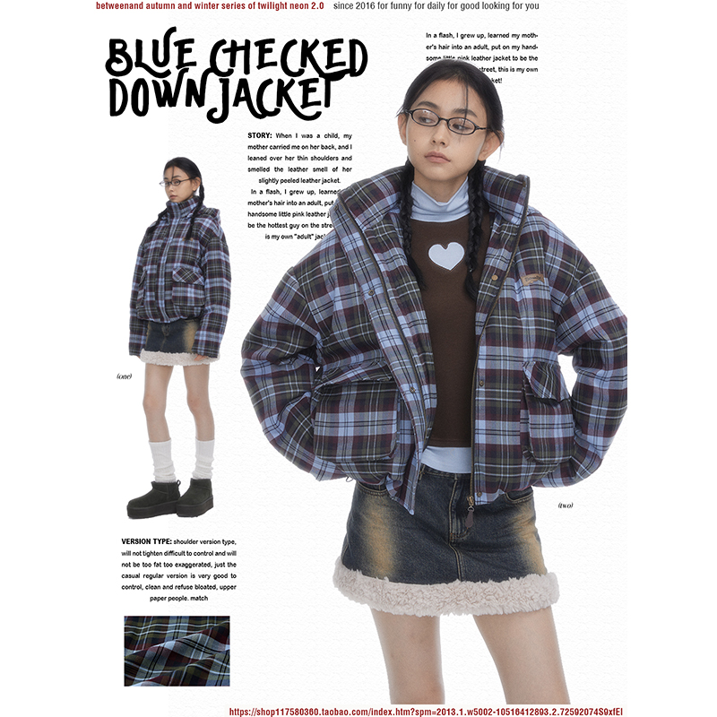 BETWEENAND学院格子派克羽绒服