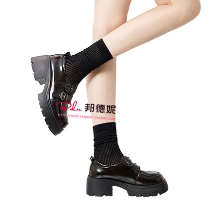 2025新款超火真皮厚底乐福鞋女单鞋女鞋子小个子增高秋季小皮鞋女