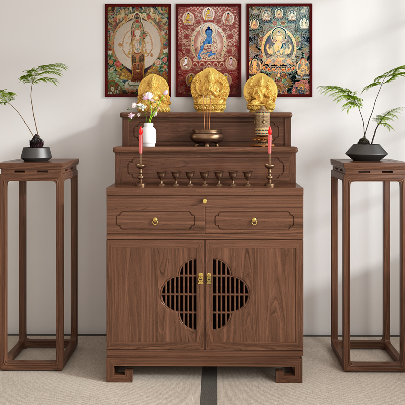 实木藏式供桌三层家用香案简约现代佛柜贡台桌密宗佛桌阶梯式佛龛