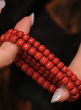 高含量朱砂手链女老型珠