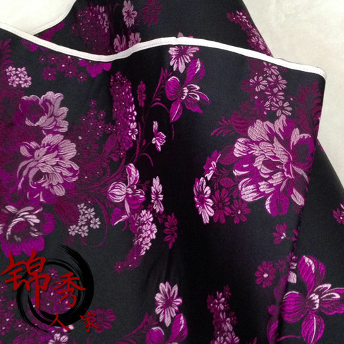 服装旗袍布料黑色织锦缎