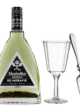 捷克原瓶进口洋酒烈酒500ml麦泰卡absinthe绿精灵苦艾酒送杯勺