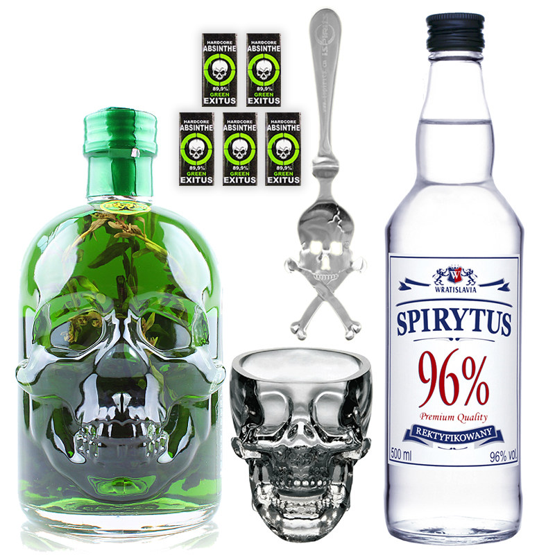 高度烈酒89.9度绿魔骷髅苦艾酒+96 度生命之水Spirytus伏特加