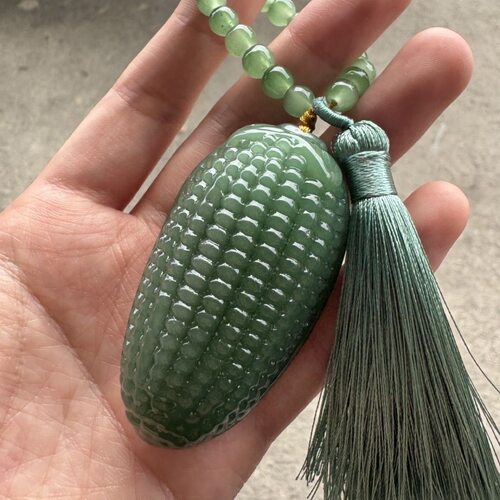 青玉玉石手把件手握手把件盘玩玉石玉米招财大款超大号解压挂件