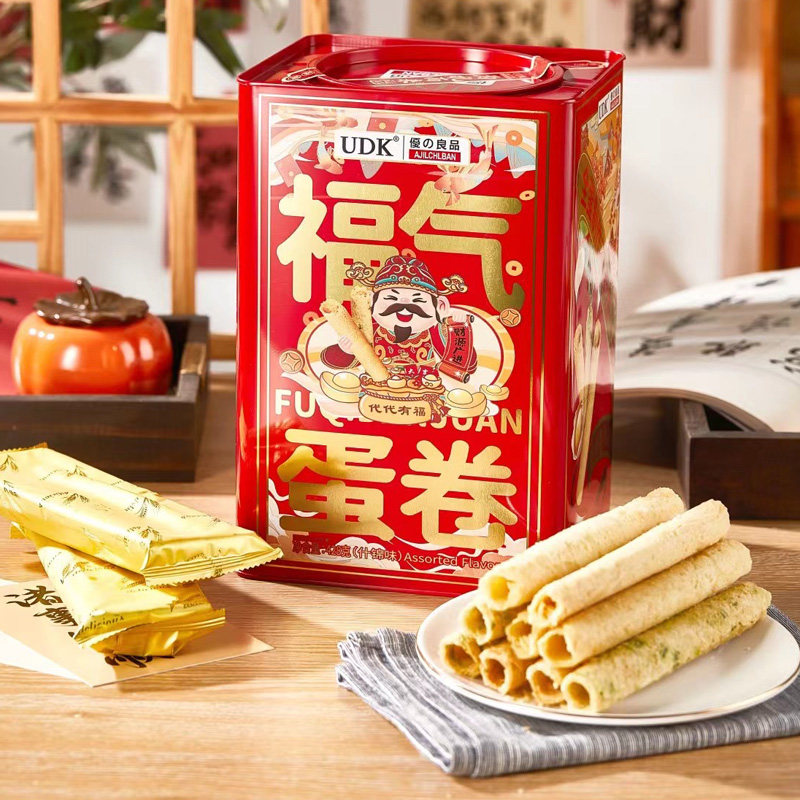UDK优之良品福气蛋卷什锦味428g 休闲零食糕点传统美味年货礼盒