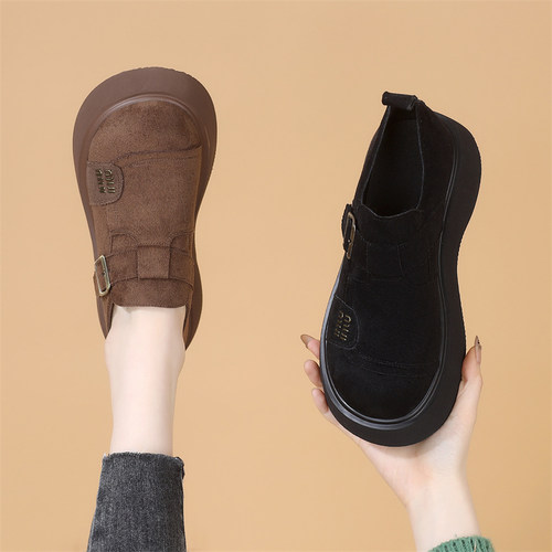 复古厚底魔术贴勃肯单鞋