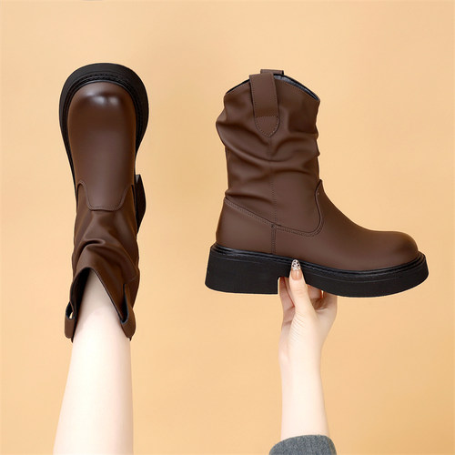 双梦女孩韩系超火褶皱堆堆靴