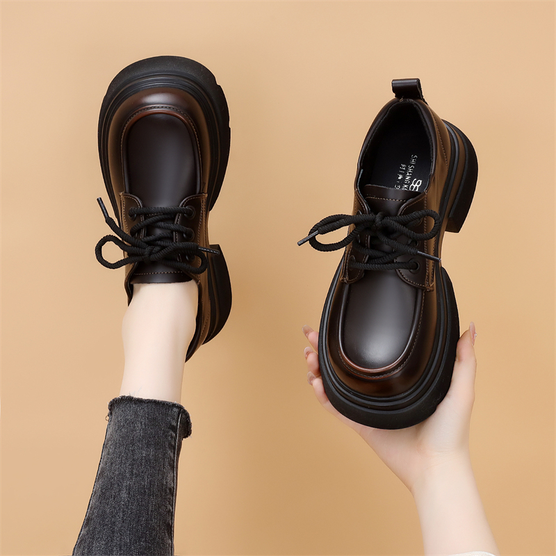 时尚厚底炸街系带小皮鞋