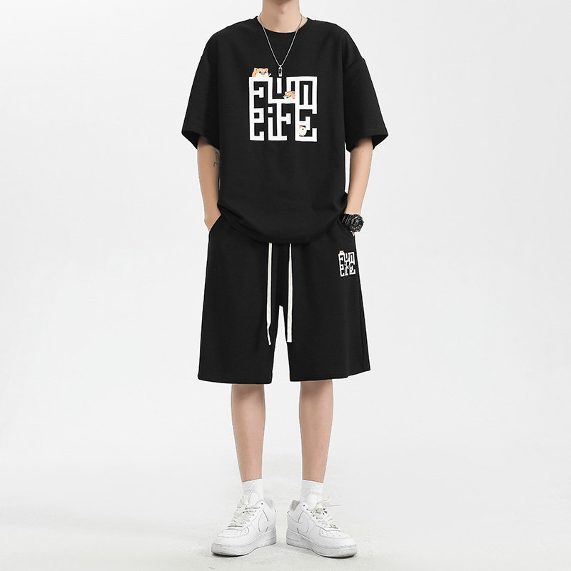 印花青少年冰丝篮球服套装男夏潮流帅气短袖套装A155-YXTZ02-TP49,男装休闲套装,电商A155-1