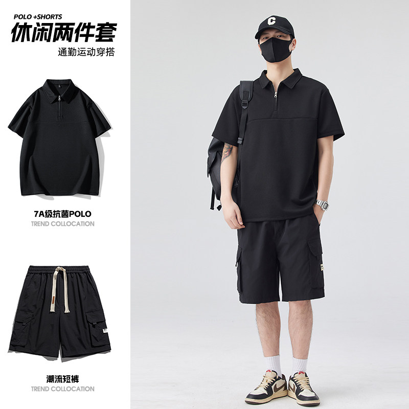 男士POLO衫套装夏5分裤子工装套装短袖T恤轻商务A155-BYTZ03-TP63图片