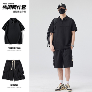 男士POLO衫套装夏5分裤子工装套装短袖T恤轻商务A155-BYTZ03-TP63图片
