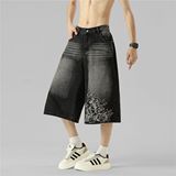 2025夏美式复古潮流宽松阔腿七分裤男直筒牛仔裤A155-HC265-TP55，男装牛仔裤，电商A155-1