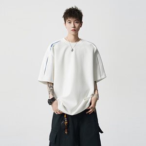 2025夏季男凉感透气宽松圆领短袖T恤潮流百搭上衣A155-CLT16-TP35图片