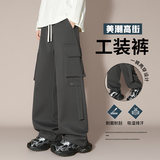 工装裤男美式潮牌春季多口袋休闲宽松直筒裤男生A155-WD213-TP54，男装工装外套，电商A155-1