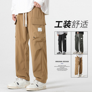 2025男新款简约工装裤青少年运动直筒宽松休闲裤A155-WD9915-TP45图片