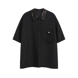 2025夏季短袖衬衫男美式潮牌宽松上衣简约百搭A155-KLC03-TP41，商品下架区，电商A155-1