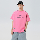 抖音流行字母印花条纹短袖T恤男夏季潮牌简约A155-XYT06-TP40，男装T恤，电商A155-1